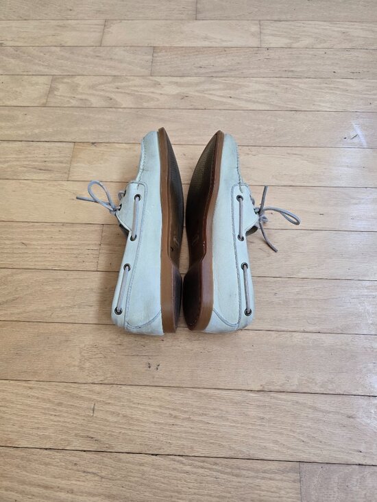vintage 90\'s | L.L. Bean cream leather Vibram sole boat loafers | MENS 8.5 main image 10